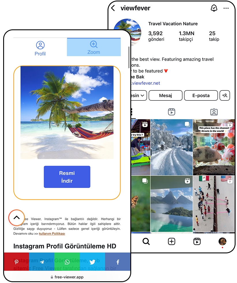 Instagram'da profil fotoğrafı yakınlaştırılır